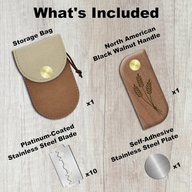 Handmade Magnetic Bread Lame Sourdough Scoring Tool Easy Scoring Knife for Bread Baking Scorer Cutter for Homemade Slashing with 10 Razor Blades - Storage Bag Included - Ergonomic Handle - Black Walnut - Image 5